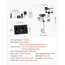 5-in-1 Wi-Fi Weather Station with 7.5-Inch VA Display Wireless Outdoor Sensor