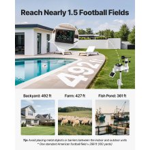 VEVOR 7-in-1 Wi-Fi Weather Station 7.5 in Display Wireless Outdoor Sensor Pool