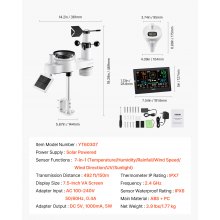 VEVOR 7-in-1 Wi-Fi Weather Station 7.5 in Display Wireless Outdoor Sensor Pool