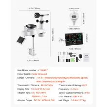 VEVOR 7-in-1 Wi-Fi Weather Station 7.5 in Display Wireless Outdoor Sensor Pool