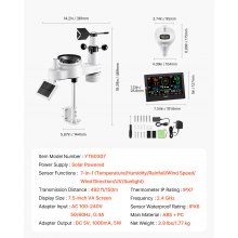 VEVOR 7-in-1 Wi-Fi Weather Station with APP, 190.5 mm Display, Wireless Solar Powered Outdoor Sensor, with Pool Thermometer, Rain Gauge, Indoor Outdoor for Weather Forecast Wind Speed Pool Temperature