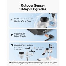 VEVOR 7-in-1 Wi-Fi Weather Station, 177.8 mm TFT Display, Wireless Solar Powered Outdoor Sensor, Rain Gauge, Indoor Outdoor for Weather Forecast, Wind Speed Direction, Temperature, Humidity, Rainfall