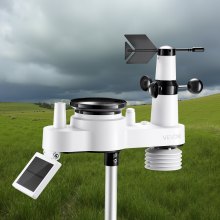 VEVOR 7-in-1 Wi-Fi Weather Station, 177.8 mm TFT Display, Wireless Solar Powered Outdoor Sensor, Rain Gauge, Indoor Outdoor for Weather Forecast, Wind Speed Direction, Temperature, Humidity, Rainfall
