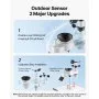 VEVOR 7-in-1 Wireless Weather Station, 7.5-Inch VA Display, Solar Powered Outdoor Sensor, Rain Gauge, Indoor Outdoor for Weather Forecast, Temperature, Humidity, Wind Speed and Direction (No WiFi)