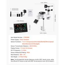 7-in-1 Wireless Weather Station 7.5 in Display Indoor Outdoor Thermometer Sensor