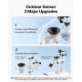 VEVOR 7-in-1 Wireless Weather Station, 190.5 mm VA Display, Solar Powered Outdoor Sensor, Rain Gauge, Indoor Outdoor for Weather Forecast, Temperature, Humidity, Wind Speed and Direction (No WiFi)