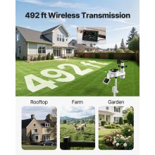 VEVOR 7-in-1 Wireless Weather Station 190.5 mm Display Indoor Outdoor Sensor