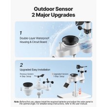 VEVOR 7-in-1 Wireless Weather Station 190.5 mm Display Indoor Outdoor Sensor