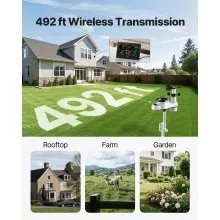 5-in-1 Wireless Weather Station 7.5 in Display Indoor Outdoor Thermometer Sensor