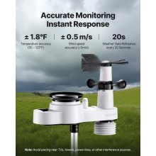VEVOR 5-in-1 Wireless Weather Station 190.5 mm Display Indoor Outdoor Sensor