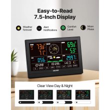 VEVOR 5-in-1 Wireless Weather Station 190.5 mm Display Indoor Outdoor Sensor