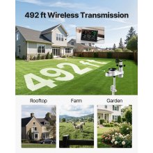 VEVOR 5-in-1 Wireless Weather Station 190.5 mm Display Indoor Outdoor Sensor
