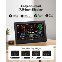 VEVOR 5-in-1 Wireless Weather Station 190.5 mm Display Indoor Outdoor Sensor