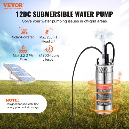Pompe Solaire Submersible 48V DC 400W 3000L/H Acier Inoxydable - Pour Puits Ou Irrigation