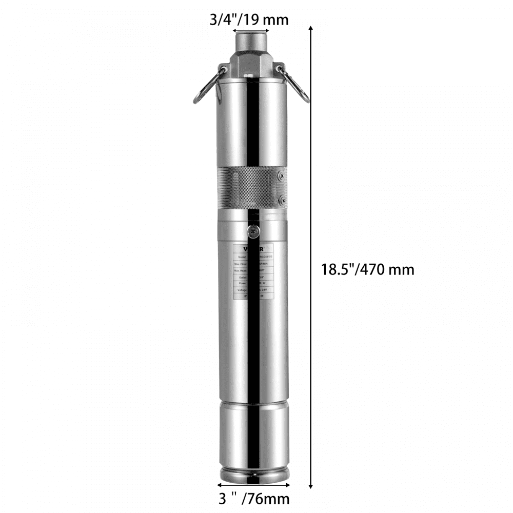 VEVOR Submersible Solar Bore Water Pump 3" Well Irrigation 316 Stainless Steel