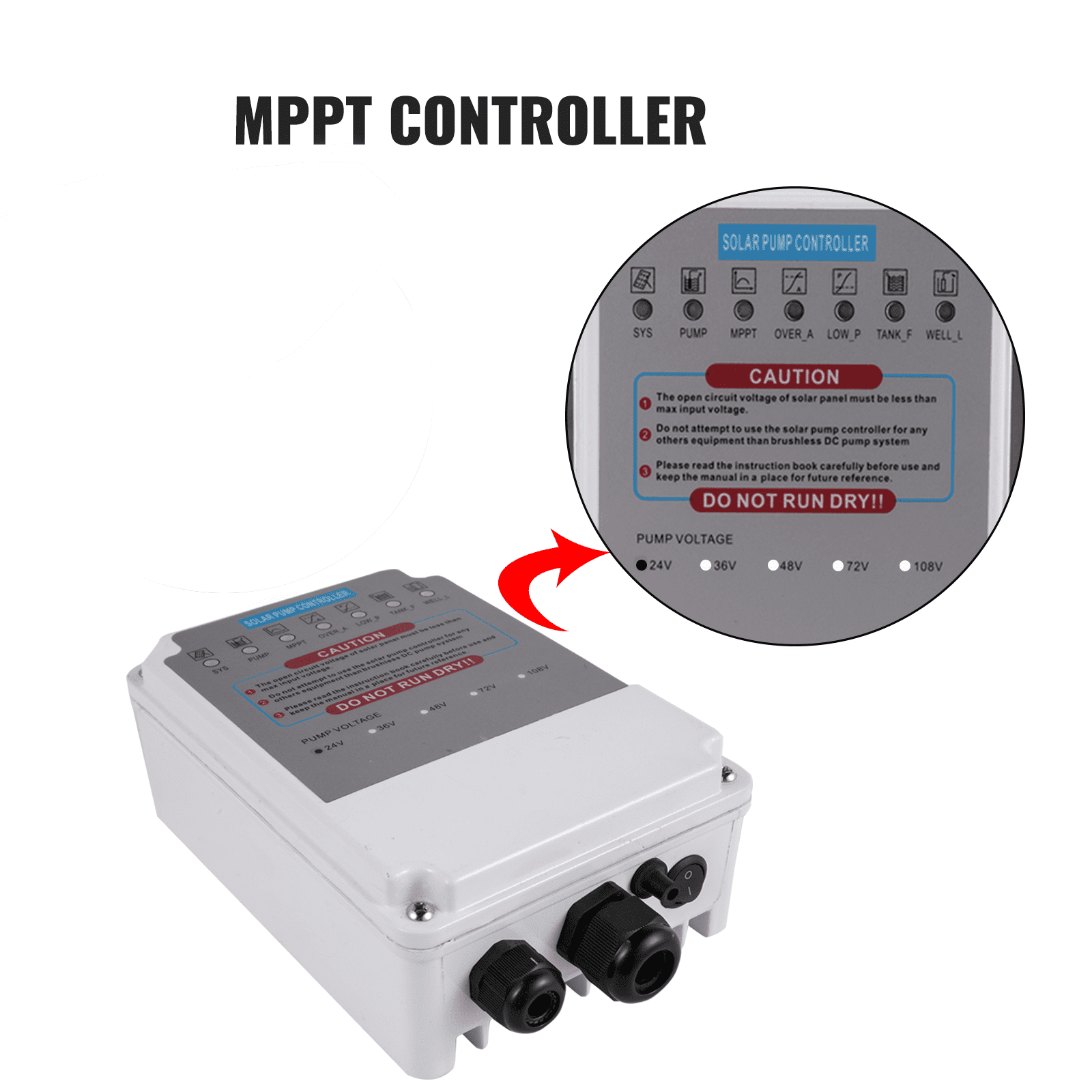 VEVOR Submersible Solar Bore Water Pump 3" Well Irrigation 316 Stainless Steel