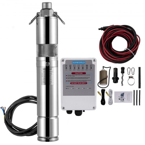 Vevor 3'' Solar Power Water Pump 24v 210w W/mttp 260ft 7.7gpm Deep Bore Well