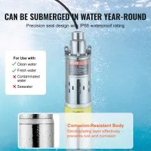 VEVOR Solar Water Pump, 48V DC 369W Submersible Deep Well Pump, Max Flow 8.4 GPM, Max Head 273 ft, Max Submersion 65.6 ft, Solar Powered Water Pump for Well, Farm Ranch Irrigation, Livestock Drinking