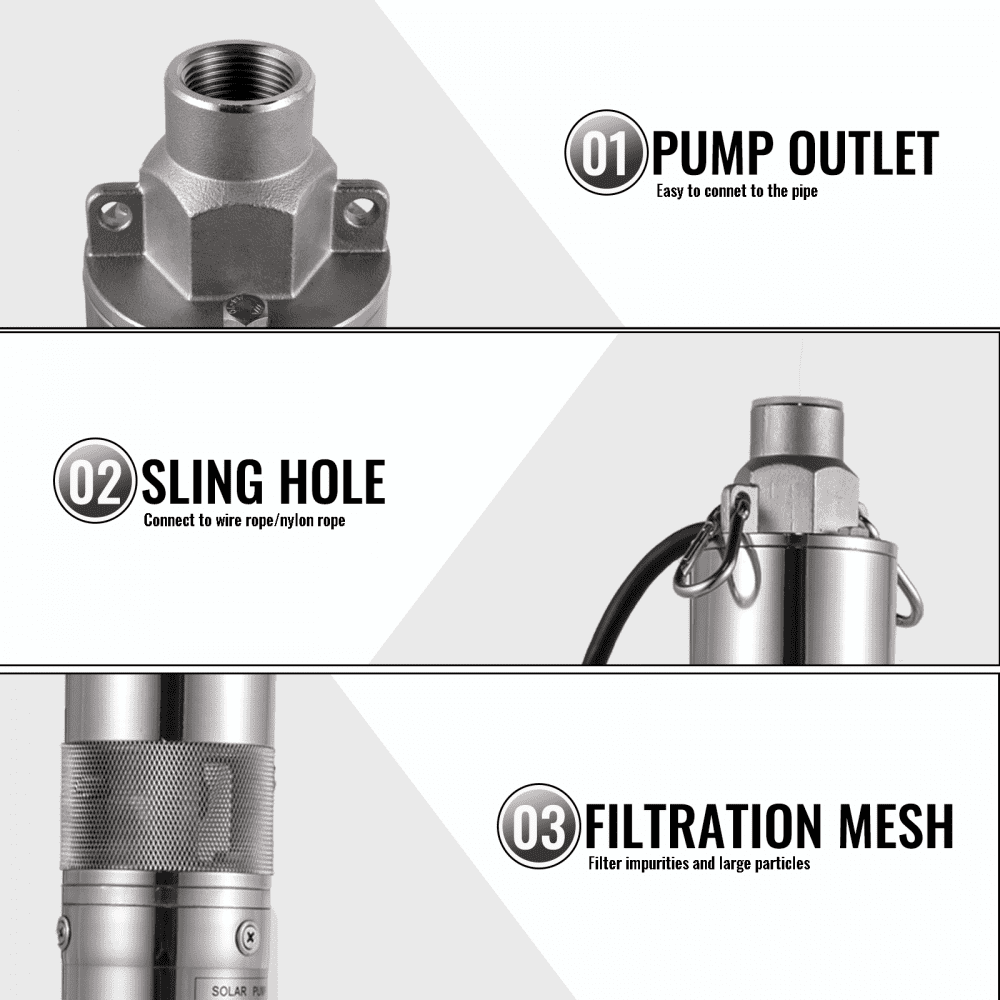 VEVOR Solar Deep Well Pump Submersible Well Pump Kit 48 V 316 Stainless Steel