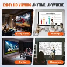 VEVOR 100Inch Diagonal Projector Screen 16:9 4K HD Projector Aluminum Frame Portable Projector Screen Wall Mount for Home Threater Outdoor Use(100inch)