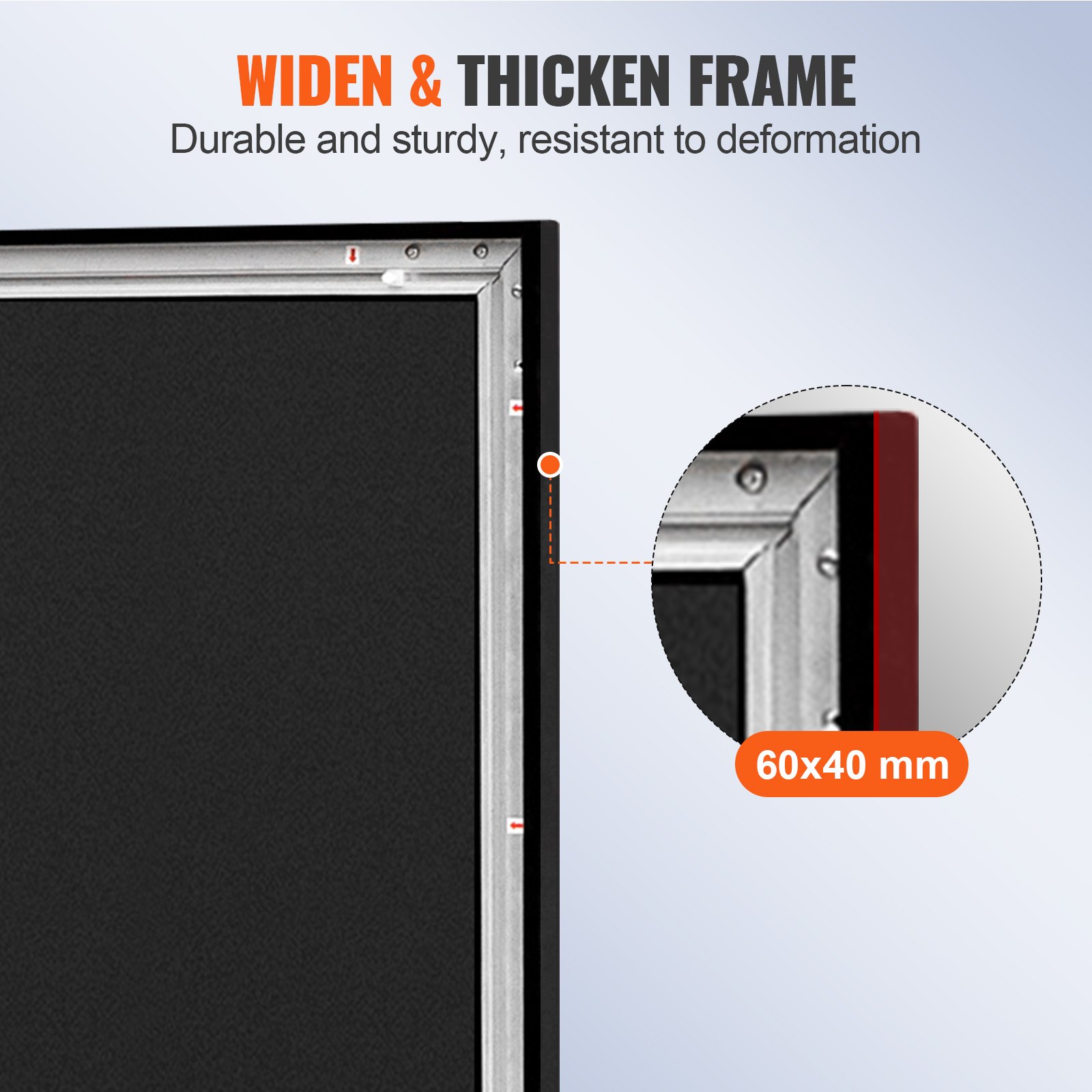 widen &amp; thicken frame of VEVOR projector screen, 60x40mm, durable and sturdy.