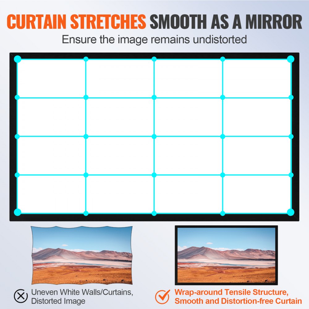 120" 16:9 Projector Screen Fixed Frame 4K HDTV Movie Theater 3D