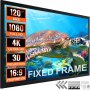 VEVOR 120Inch Projection Screen 16:9 4K HDTV Movie Screen Fixed Frame 3D Projector Screen for 4K HDTV Movie Theater Outdoor Use(120inch)