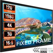 VEVOR Projection Screen 120inch 16:9 Movie Screen Fixed Frame 3D Projector Screen for 4K HDTV Movie Theater Home