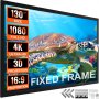 VEVOR projector screen, 130", full hd, 4k, 3d, 16:9 ratio, underwater scene with turtle.