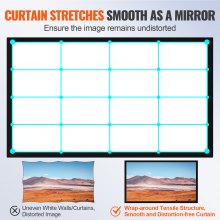 VEVOR 130Inch Projection Screen 16:9 4K HDTV Movie Screen Fixed Frame 3D Projector Screen for 4K HDTV Movie Theater Outdoor Use(130inch)