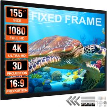 VEVOR Projector Screen Fixed Frame 155inch Projector Screen 16:9 4K HD Movie Screen Wall Mounted for Movie Theater Home