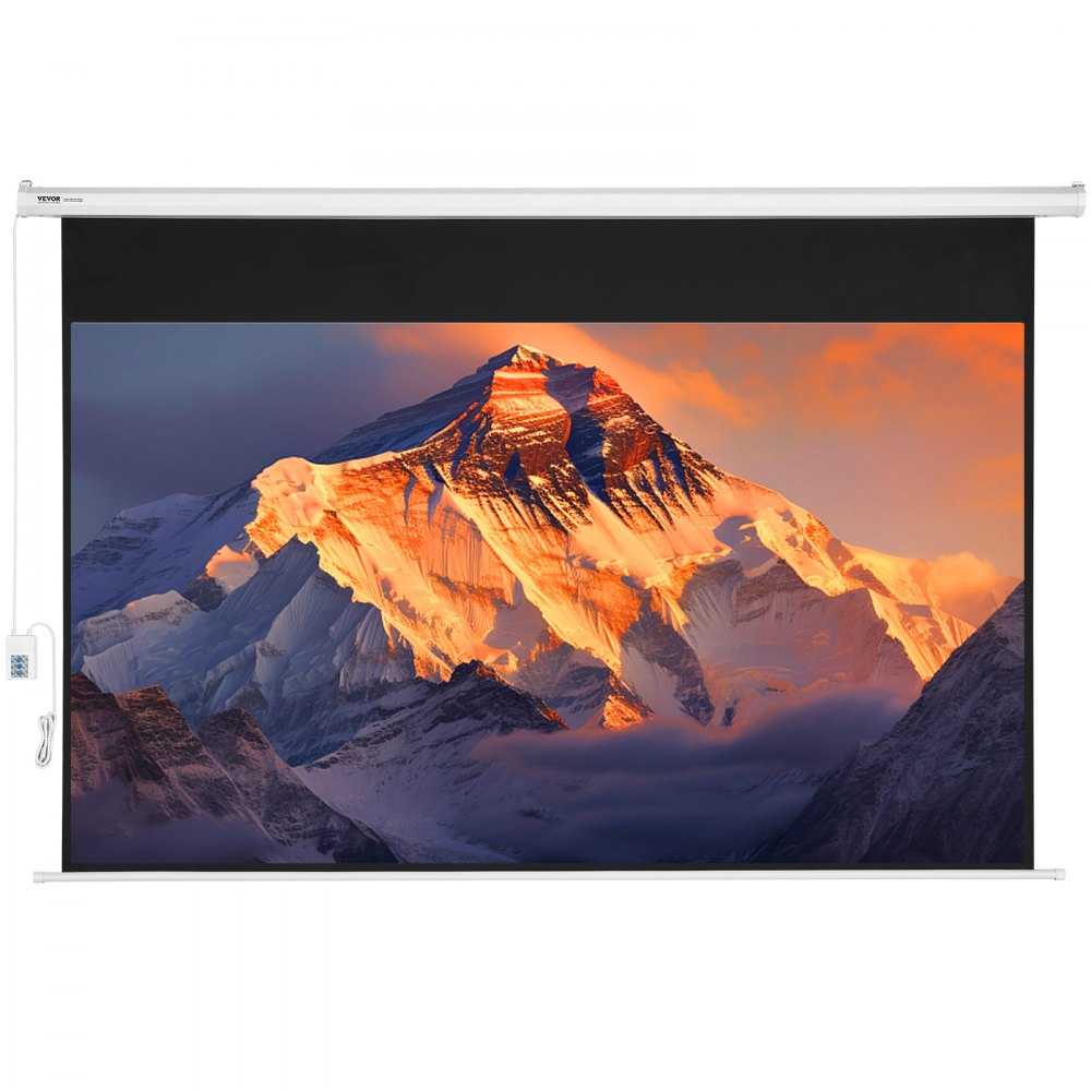 VEVOR Motorized Projector Screen, 100 inch 16:9 4K 1080 HD Electric Projector Screen, Automatic Projection Screen with Remote Control, Wall Mount Movie Screen for Family Home Office Theater