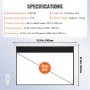 VEVOR Motorized Projector Screen, 100 inch 16:9 4K 1080 HD Electric Projector Screen, Automatic Projection Screen with Remote Control, Wall Mount Movie Screen for Family Home Office Theater