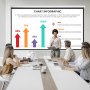 business presentation using VEVOR projector screen displaying chart infographic to engaged team in modern office.