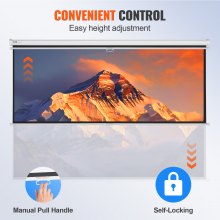 VEVOR Manual Projector Screen, 100 inch 16:9 4K 1080 HD Retractable Pull Down Projector Screen, Auto-Locking Portable Movie Screen for Family Home Office Theater