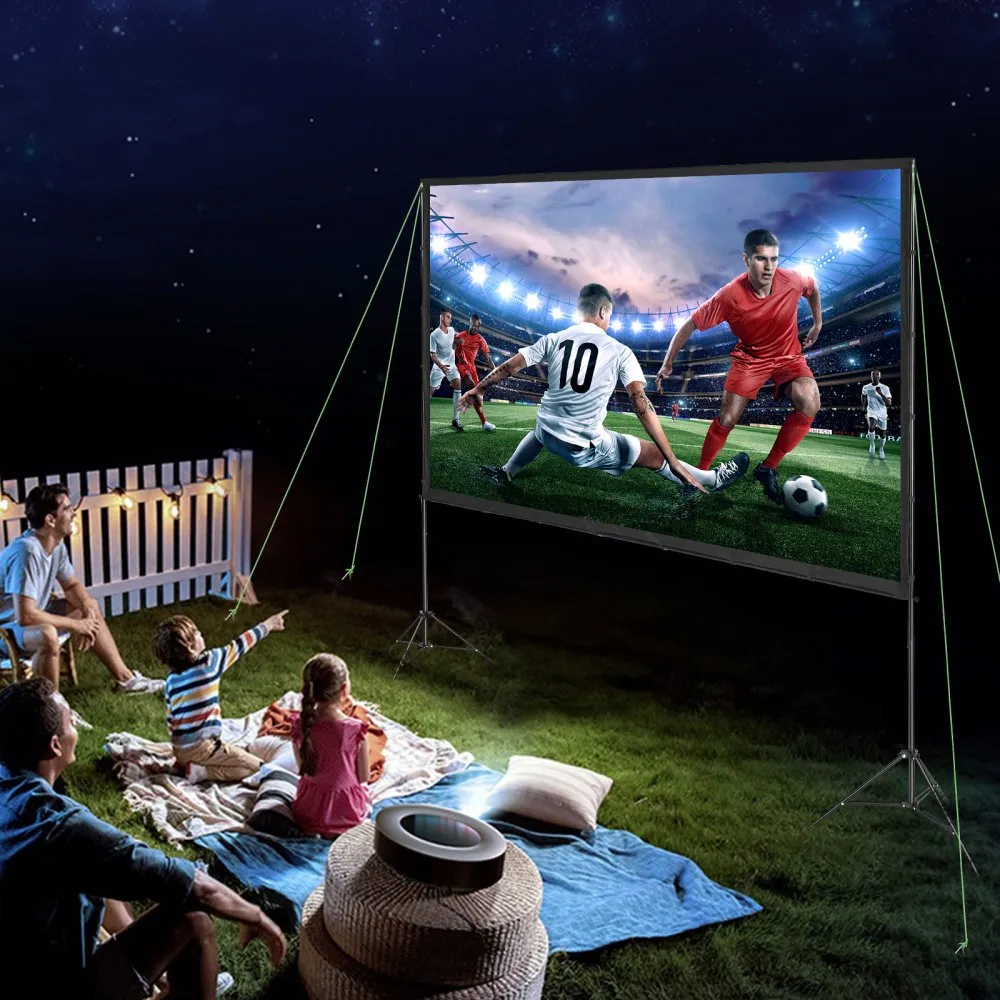 VEVOR Projector Screen with Stand, 120 inch 16:9 4K 1080 HD Outdoor Movie Screen with Stand, Wrinkle-Free Projection Screen with Tripods and Carry Bag, for Home Theater Cinema Backyard Movie Night