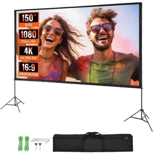 Projector Screen With Stand Foldable Portable Ovie Screen 100 Inch?16