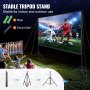 VEVOR Projector Screen with Stand, 150 inch 16:9 4K 1080 HD Outdoor Movie Screen with Stand, Wrinkle-Free Projection Screen with Tripods and Carry Bag, for Home Theater Cinema Backyard Movie Night