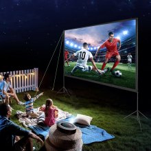 VEVOR Projector Screen with Stand, 150 inch 16:9 4K 1080 HD Outdoor Movie Screen with Stand, Wrinkle-Free Projection Screen with Tripods and Carry Bag, for Home Theater Cinema Backyard Movie Night