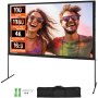 VEVOR Projector Screen with Stand, 100 inch 16:9 4K 1080 HD Outdoor Movie Screen with Stand, Wrinkle-Free Projection Screen with Bar Feet and Carry Bag, for Home Theater Cinema Backyard Movie Night