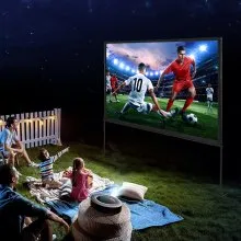 VEVOR Projector Screen with Stand, 100 inch 16:9 4K 1080 HD Outdoor Movie Screen with Stand, Wrinkle-Free Projection Screen with Bar Feet and Carry Bag, for Home Theater Cinema Backyard Movie Night
