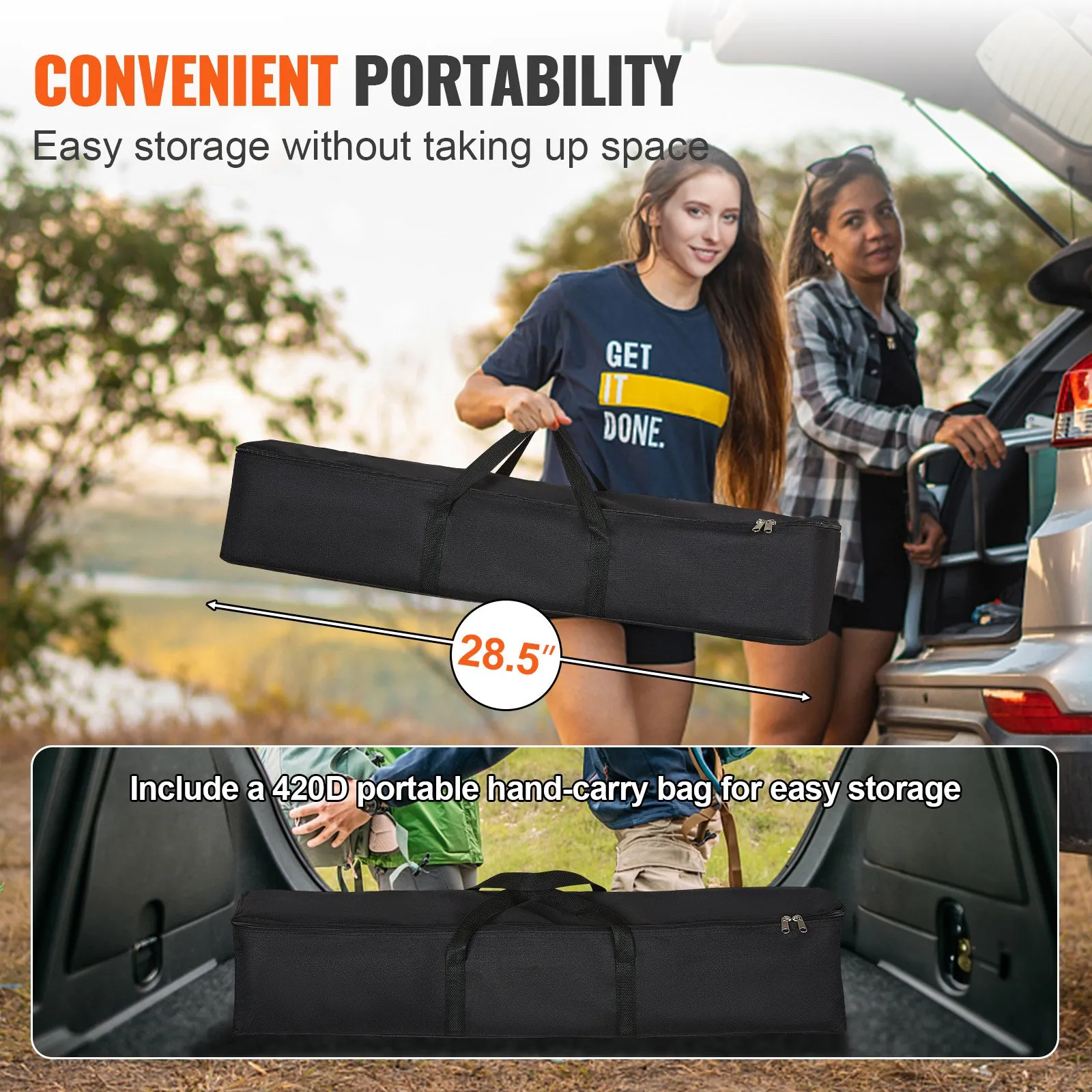 convenient storage for VEVOR projector screen in a 28.5&quot; portable 420d hand-carry bag.