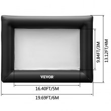 VEVOR Inflatable Movie Screen 24FT（288inch） Inflatable Projector Screen for outside with 360W Air Blower Inflatable Screen Oxford Fabric Material Blow Up Screen for Outdoor Movie Supports Front/Rear Projection
