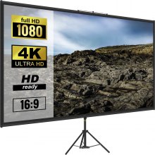 VEVOR kolmijalkainen projektorin näyttö jalustalla 60 tuumaa 16:9 4K HD -projektioruututeline Rypytön korkeussäädettävä kannettava näyttö projektorille sisä- ja ulkokäyttöön elokuviin, kotiteatteriin, pelaamiseen, toimistoon