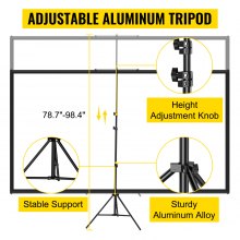 VEVOR Tripod Projector Screen with Stand 60 inch 16:9 4K HD Projection Screen Stand Wrinkle-Free Height Adjustable Portable Screen for Projector Indoor & Outdoor for Movie, Home Cinema, Gaming, Office