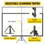 adjustable VEVOR tripod projector screen with height adjustment knob, 78.7"-98.4".