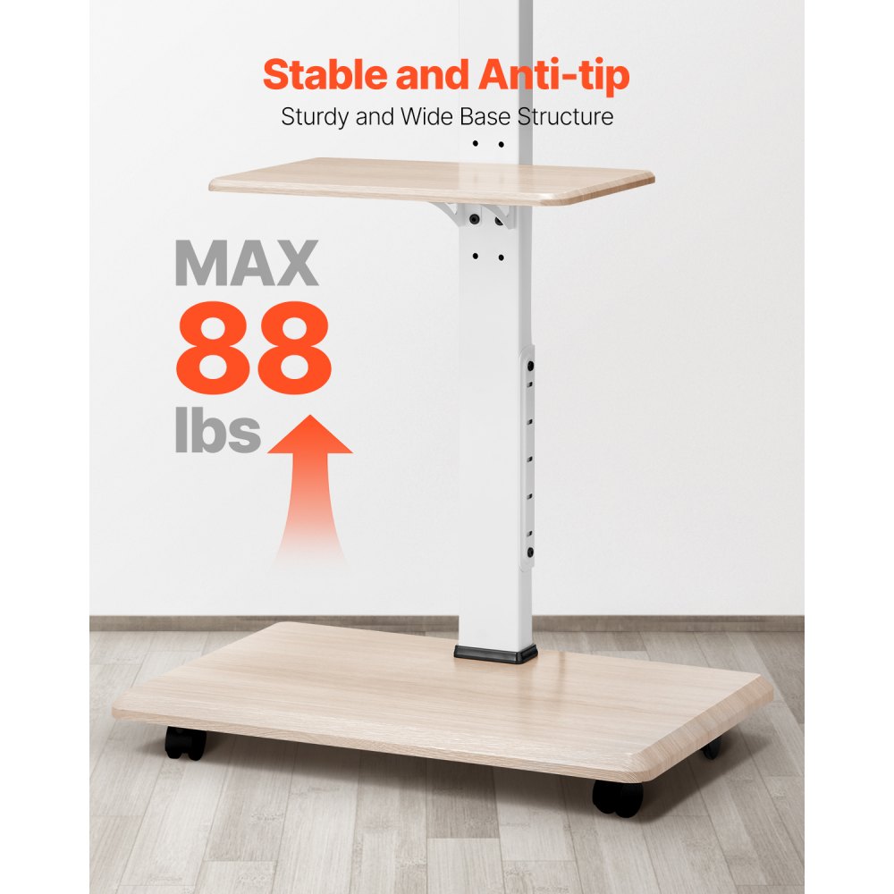 VEVOR Rolling TV Stand, Mobile TV Cart for 32-70 Inch Screens, 25° Left-Right Rotation and Height Adjustable TV Mount with Tray, Holds up to 88 lbs for Corner, Bedroom, Outdoor, Max VESA 600x400mm