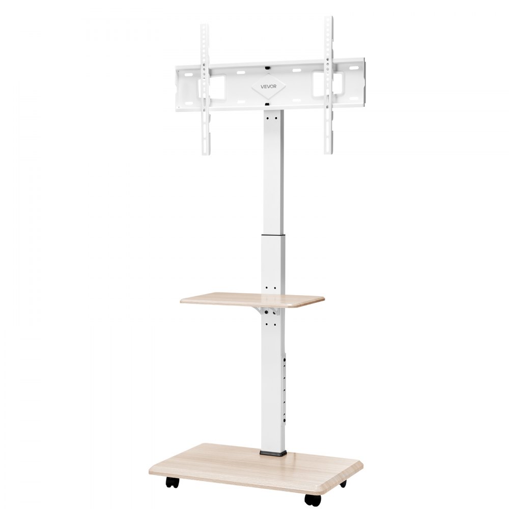VEVOR Rolling TV Stand, Mobile TV Cart for 32-70 Inch Screens, 25° Left-Right Rotation and Height Adjustable TV Mount with Tray, Holds up to 88 lbs for Corner, Bedroom, Outdoor, Max VESA 600x400mm
