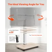 VEVOR Rolling TV Stand, Mobile TV Cart for 32-70 Inch Screens, 25° Left-Right Rotation and Height Adjustable TV Mount with Tray, Holds up to 88 lbs for Corner, Bedroom, Outdoor, Max VESA 600x400mm