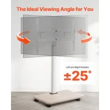 VEVOR Rolling TV Stand, Mobile TV Cart for 32-70 Inch Screens, 25° Left-Right Rotation and Height Adjustable TV Mount on Wheels, Holds up to 99 lbs for Corner, Bedroom, Outdoor, Max VESA 600x400mm